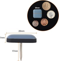 GINOYA Teflonos Bútor Csúsztatók, 25mm Négyzet Alakú, 20 db Szöggel - Szőnyegen, Fán és Csempén Könnyű Mozgatáshoz (Szürke-Kék) 3