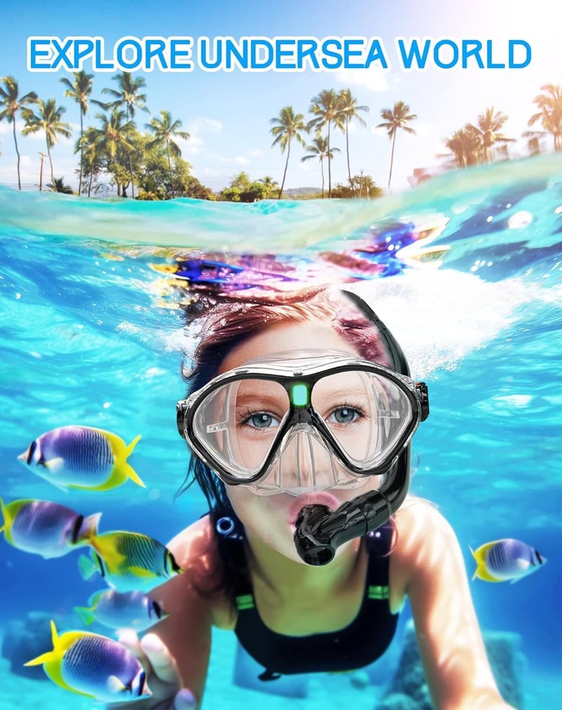 Gintenco Gyerek Snorkel Szett Panoráma Maszk Száraz Snorkelcsővel Anti-Fog