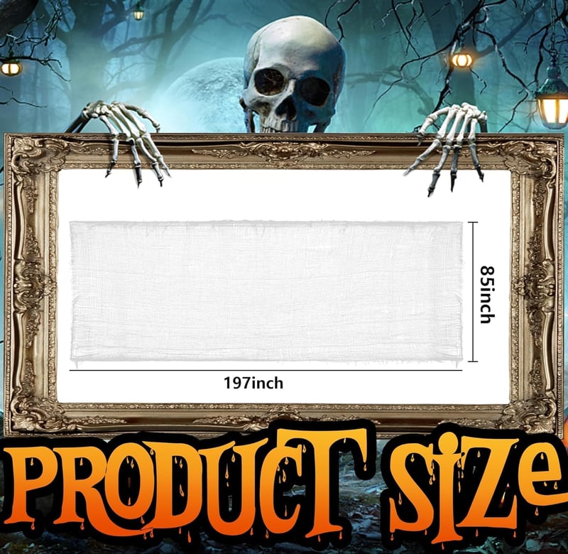 GIONAR Halloween Dekorációs Textil 5x2,15m Fehér Félelmetesség Parti Díszítés