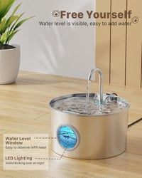 GIOTOHUN Macska Ivófontána Rozsdamentes Acél 2.2L Csendes Vízcsap Friss Víz 6 Szűrő - Cat fountain 2.2 L + 6 filters + 3 sponges 7