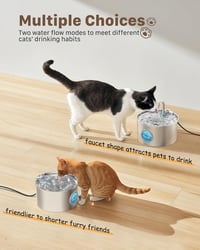 GIOTOHUN Macska Ivófontána Rozsdamentes Acél 2.2L Csendes Vízcsap Friss Víz 6 Szűrő - Cat fountain 2.2 L + 6 filters + 3 sponges 6