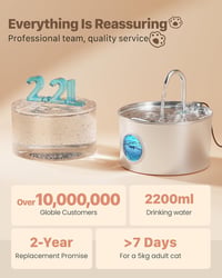 GIOTOHUN Macska Ivófontána Rozsdamentes Acél 2.2L Csendes Vízcsap Friss Víz 6 Szűrő - Cat fountain 2.2 L + 6 filters + 3 sponges 5