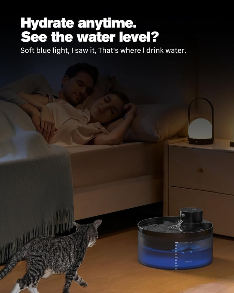 GIOTOHUN Vezeték nélküli macska ivófontána 3,2L mozgásérzékelővel és szűrőkkel - Cat fountain with 6 carbon filters + 3 sponge