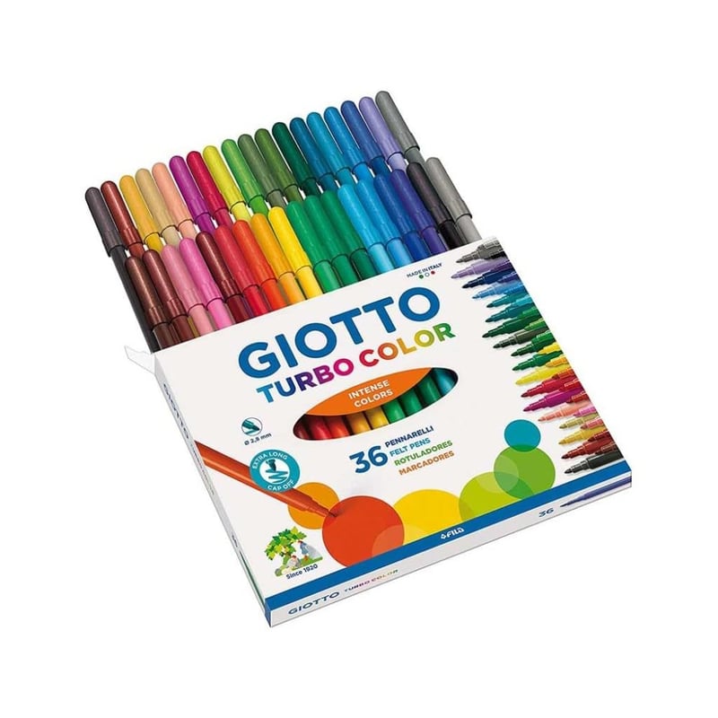 Súprava fixiek Giotto Turbo Color, 36 ks, tenký hrot 2,8 mm, intenzívne farby, viacfarebné