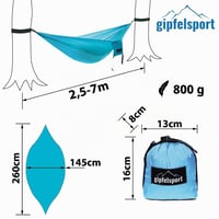 Hamac Ultralight gipfelsport cu frânghii albastre – Hamac ușor pentru camping și drumeții 2