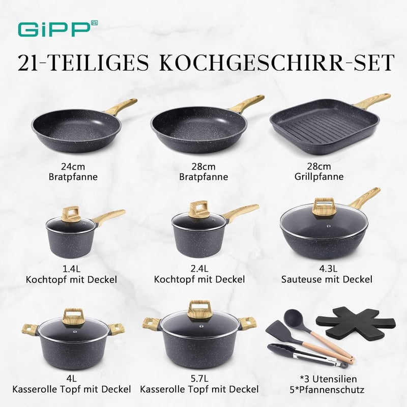 GiPP 21 részes indukciós edénykészlet,  minden tűzhelytípushoz