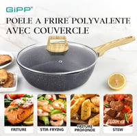 GiPP 28 cm-es wok serpenyő magas peremmel, kerámia bevonattal, fedővel, 4,3 L 5