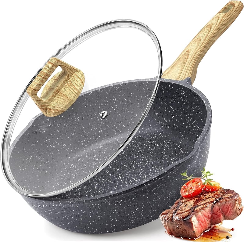GiPP 28 cm-es wok serpenyő magas peremmel, kerámia bevonattal, fedővel, 4,3 L