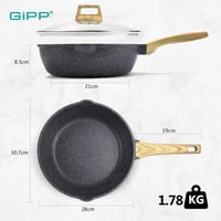 GiPP 28 cm-es wok serpenyő magas peremmel, kerámia bevonattal, fedővel, 4,3 L 2