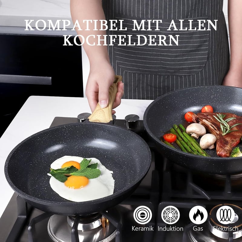 GiPP Granite Serpenyő Fedővel 28cm Indukciós Tapadásmentes Szürke