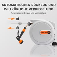 Giraffe Tools Automata Locsolócső Tekercs 20m + 2m Fali Rögzítésű 180° Forgatható 7 Funkciós Zuhanyfej 2