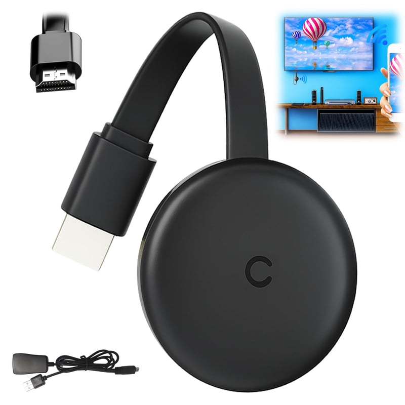 Girihe Chromecast TV Dongle 3 v 1 HDMI Miracast WiFi 2.4/5G Dual Band Airplay DLNA kompatibilný s Android iOS Windows Mac čierny 4K UHD