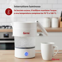 Girmi BL03 összecsukható utazó vízforraló szilikon 0,6L 600W BPA mentes 5