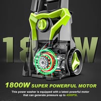 Gisam 2200W 180 bar magasnyomású mosó 480 L/h, 8m tömlővel és kiegészítőkkel 5