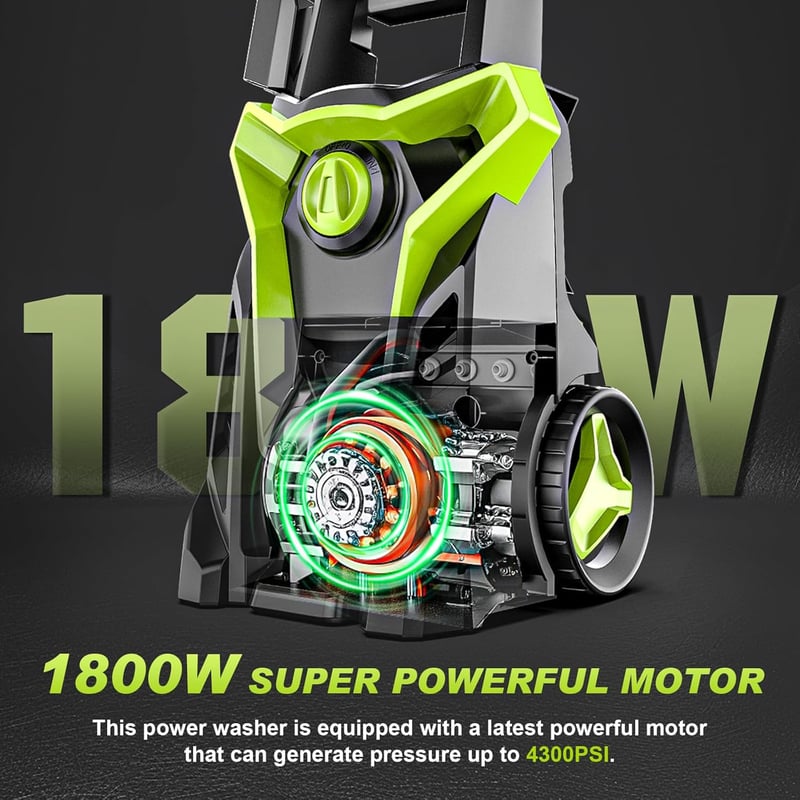 Gisam 2200W 180 bar magasnyomású mosó 480 L/h, 8m tömlővel és kiegészítőkkel