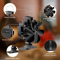 Gisam Kályha Ventilátor 6 Lapáttal, 60° Forgó, Elektromosság Nélkül, Csendes Működés 3