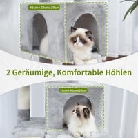 Ansamblu de zgâriat pentru pisici Gitelsnour GCT032W, 180 cm, 2 planșe de zgâriat, 7 stâlpi de zgâriat, 2 platforme plușate, 2 căsuțe pentru pisici, pentru pisici adulte de talie mare, gri deschis 3