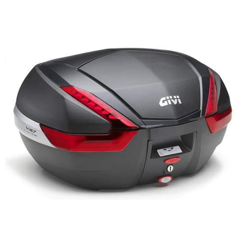 Givi V47 Monokey Zadný Kufor na Motorku 46L - Karbónový Vzhľad Rámu, Červené Odrazky, Kompatibilný so Systémami Givi a SW-Motech