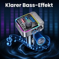 Bluetooth FM vysielač do auta GizmoVine, Bluetooth 5.3 adaptér, zvýraznenie basov, rýchlonabíjačka PD 36W QC 3.0 18W, mikrofón s potlačením hluku, do autozapaľovača 2