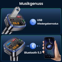 FM transmiter do auta GizmoVine Bluetooth, handsfree, USB-C QC PD 30W, MP3 prehrávač 2