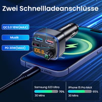 FM transmiter do auta GizmoVine Bluetooth, handsfree, USB-C QC PD 30W, MP3 prehrávač 5