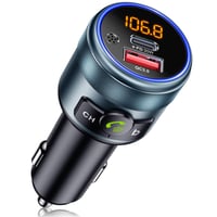 GizmoVine Bluetooth 5.3 FM vysielač do auta, adaptér PD 30W a QC3.0 18W rýchlonabíjanie, HiFi basový zvuk, handsfree, do zapaľovača, čierny, kovový 1