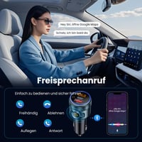 GizmoVine Bluetooth 5.3 FM vysielač do auta, adaptér PD 30W a QC3.0 18W rýchlonabíjanie, HiFi basový zvuk, handsfree, do zapaľovača, čierny, kovový 5