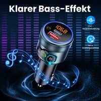 GizmoVine Bluetooth 5.3 FM vysielač do auta, adaptér PD 30W a QC3.0 18W rýchlonabíjanie, HiFi basový zvuk, handsfree, do zapaľovača, čierny, kovový 3