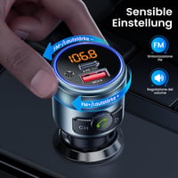 GizmoVine Bluetooth 5.3 FM vysielač do auta, adaptér PD 30W a QC3.0 18W rýchlonabíjanie, HiFi basový zvuk, handsfree, do zapaľovača, čierny, kovový 4