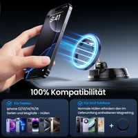 Magnetický držiak na mobil do auta GizmoVine, 35 kg vákuová prísavka a 22x magnet N55, držiak MagSafe, otočný o 360°, pre iPhone 17-12, Samsung 7