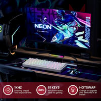 GK61 61 Gombos Mechanikus Gaming Billentyűzet RGB LED Háttérvilágítással - Gateron Optical Yellow, White 2