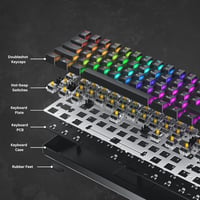 GK61 61 Gombos Mechanikus Gaming Billentyűzet RGB LED Háttérvilágítással - Gateron Optical Yellow, White 5