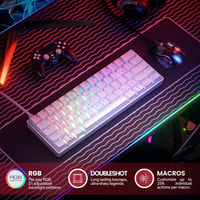 GK61 61 Gombos Mechanikus Gaming Billentyűzet RGB LED Háttérvilágítással - Gateron Optical Yellow, White 3