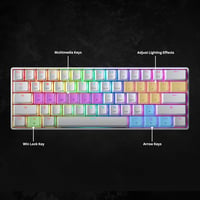 GK61 61 Gombos Mechanikus Gaming Billentyűzet RGB LED Háttérvilágítással - Gateron Optical Yellow, White 9
