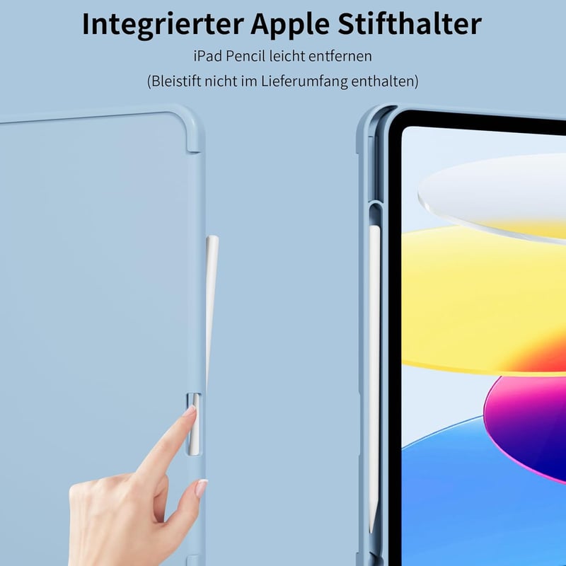 GKABXY iPad 11/10 generációs tok TPU hátlap ceruzatartóval világoskék
