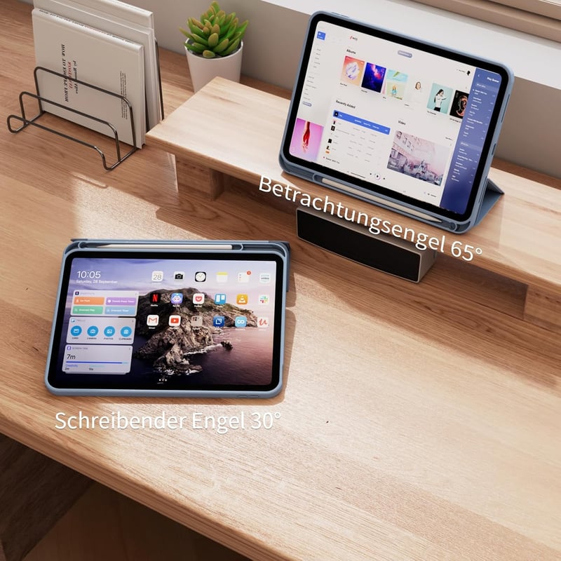 GKABXY iPad 11/10 generációs tok TPU hátlap ceruzatartóval világoskék