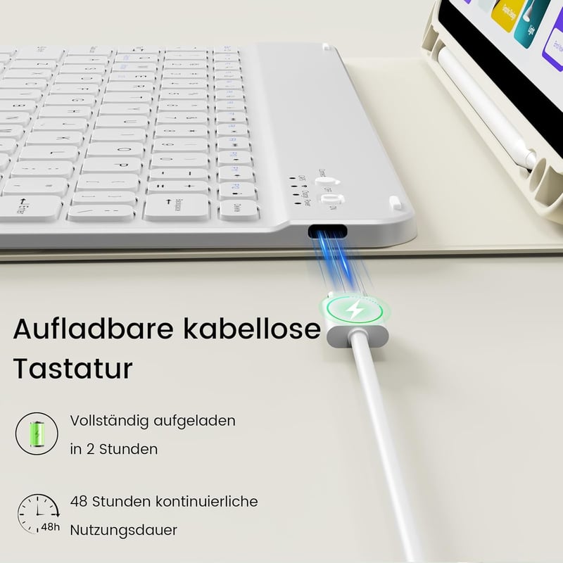 GKABXY iPad Air 11" M4/M3/M2 és 10.9" mágneses billentyűzetes tok krém fehér - cream white