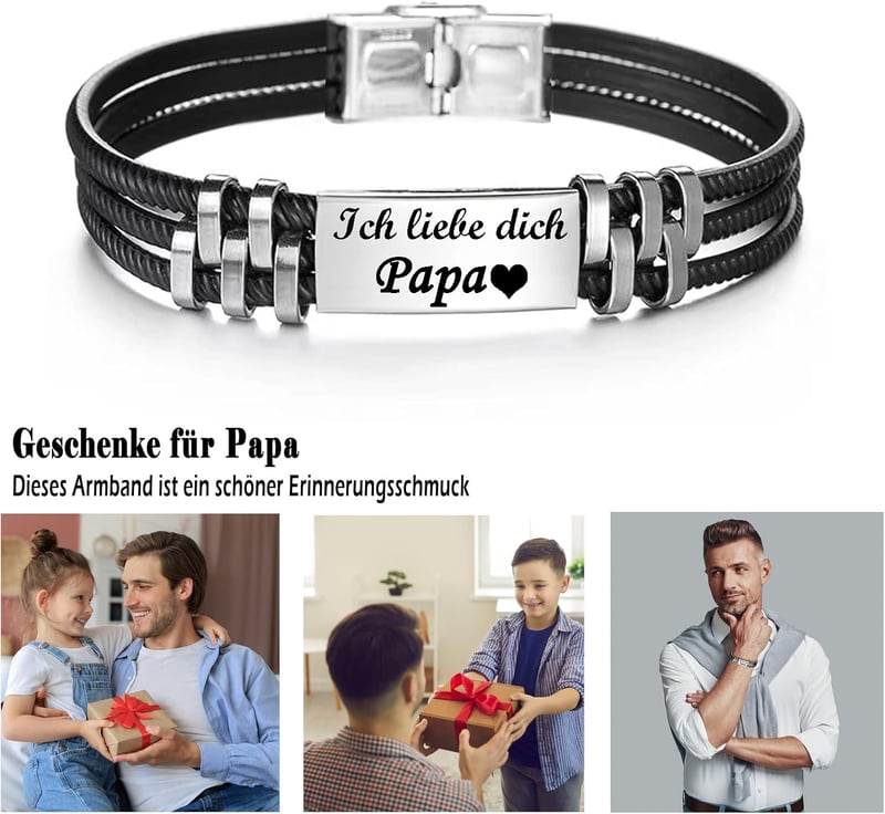 Gkmamrg Apás Szilikon Karkötő Gravírozott "Szeretlek Papa" Bőr Férfi Ajándék