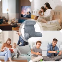 GKXLH Olvasópárna Ágyban Üléshez Felnőtteknek, Hátpárna Karokkal és Zsebekkel, Mosható Huzattal 2