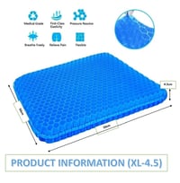 Glamicci XL gel jastuk za sjedenje sa saćastom strukturom – za auto, ured, gaming stolice, invalidska kolica, išijas, trtičnu kost – plavi, 50x50x4,5 cm 3