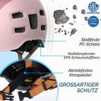 Cască ultraușoară GLAMVILLA pentru skateboard și bicicletă, pentru copii și adulți, roz-roșu, mărimea S (48-53 cm), skateboard, trotinetă electrică, BMX 3