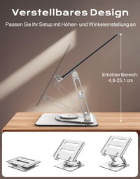 Otočný stojan na notebook Glangeh 360°, nastaviteľný, s dvojitým ramenom, skladací, kompatibilný s MacBook Air Pro (10-16") 6