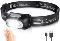 Nabíjacia LED čelovka Glangeh so snímačom pohybu, 4 režimy svietenia, IPX6 vodeodolnosť, 1200mAh batéria pre rybolov, beh, kemping, turistiku 1