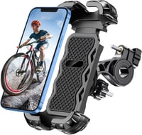 Glangeh Univerzális Telefontartó Kerékpárra - 360° Forgatható, Biztonságos Zárral, Teljes Védelemmel, 4.7-6.8" Méretű Telefonokhoz, MTB-re,  1