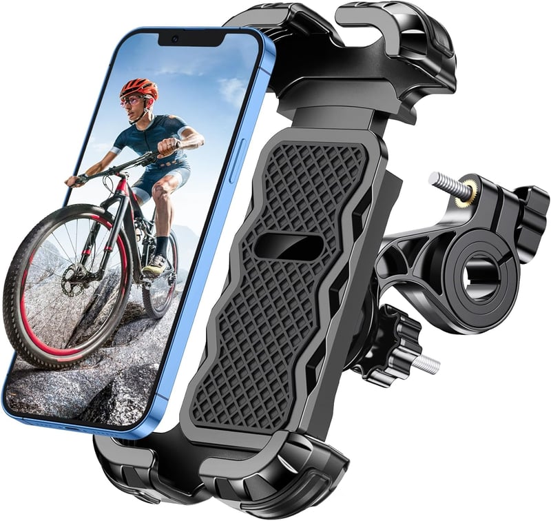 Glangeh Univerzális Telefontartó Kerékpárra - 360° Forgatható, Biztonságos Zárral, Teljes Védelemmel, 4.7-6.8" Méretű Telefonokhoz, MTB-re, 
