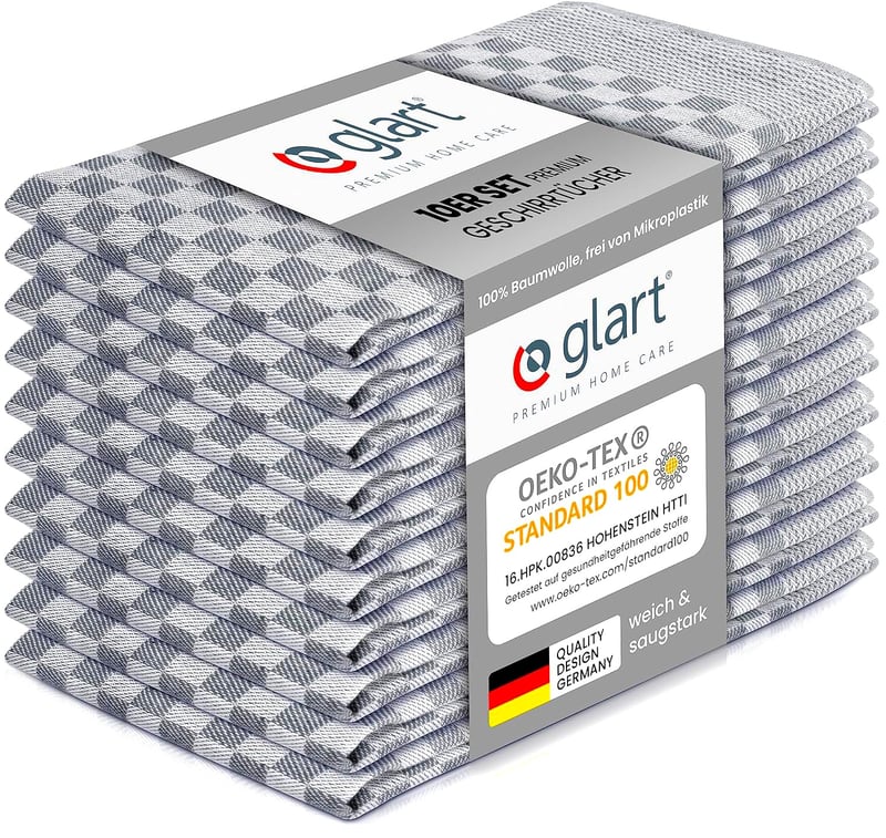 Glart 48SG kuhinjske krpe 10 kom 50x70 cm sive s certifikatom Oeko-Tex Standard 100