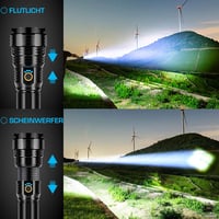 Glarylight XHP70.2 LED Zseblámpa 600000 Lumen USB Töltős Vízálló Zoom 3