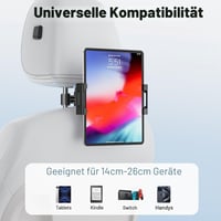 Suport tabletă auto pentru tetieră GlasFlength, rotativ la 360°, pentru dispozitive de 14-26 cm, negru, compatibil cu iPad, smartphone, Kindle, Switch 3