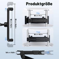 Suport tabletă auto pentru tetieră GlasFlength, rotativ la 360°, pentru dispozitive de 14-26 cm, negru, compatibil cu iPad, smartphone, Kindle, Switch 2