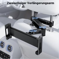 Suport tabletă auto pentru tetieră GlasFlength, rotativ la 360°, pentru dispozitive de 14-26 cm, negru, compatibil cu iPad, smartphone, Kindle, Switch 5
